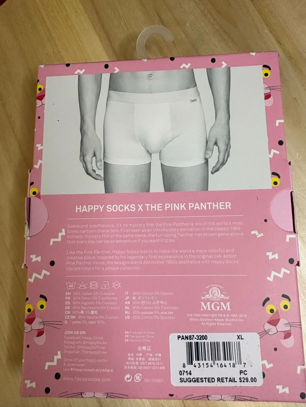 Happy Socks men’s trunks pink panther and Andy Warhol